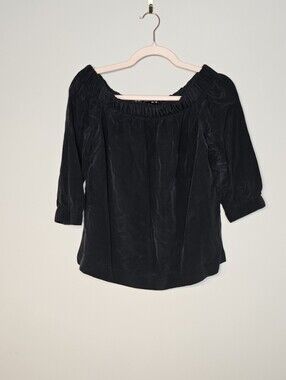 Babaton Silk Off Shoulder Blouse Size XS Lined Black